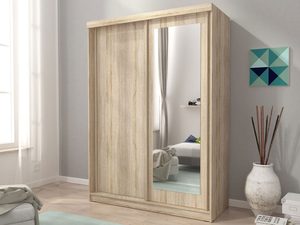 Miniaturka 4 - Pojemna przesuwna szafa dąb sonoma aranżacja MORIS I 130cm