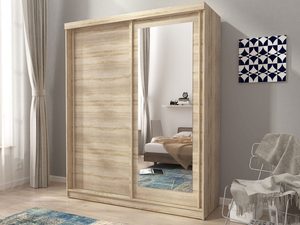 Miniaturka 2 - Efektowna szafa dwudrzwiowa przesuwna dąb sonoma aranżacja TITOS 200cm