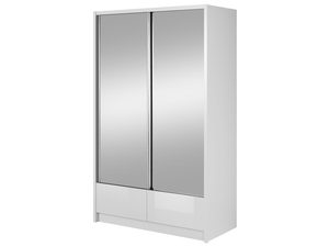 Miniaturka 2 - Przesuwna szafa z lustrzanymi frontami biała MORIS II 150 cm
