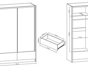 Miniaturka 3 - Wymiary szafy z pojemnymi półkami i szufladami do stylowych sypialni