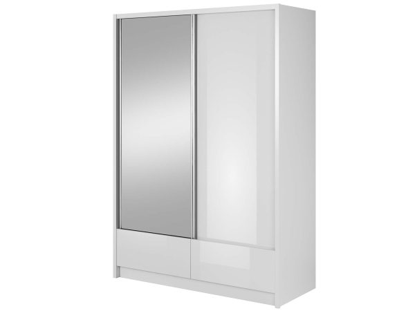 Nowoczesna szafa z przesuwnymi drzwiami i lustrzanym frontem do eleganckich wnętrz