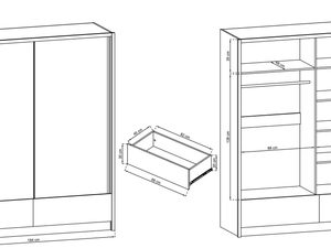 Miniaturka 3 - Techniczny rysunek szafy – wymiary i układ wnętrza