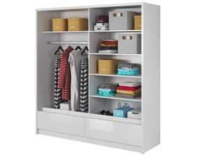 Miniaturka 1 - Przesuwna szafa z lustrem biała wnętrze MORIS I 200cm