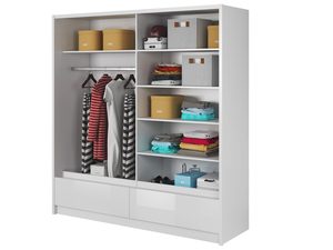 Miniaturka 1 - Szafa przesuwna z lustrzanymi frontami biała wnętrze MORIS II 200cm
