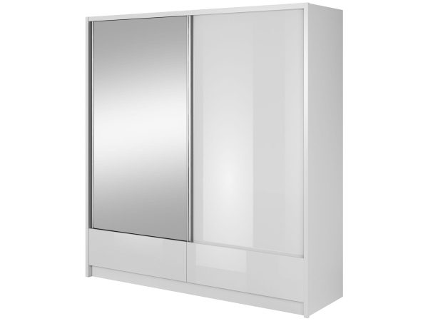 Przesuwna szafa z lustrem biała MORIS I 200cm