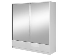 Miniaturka 2 - Szafa przesuwna z lustrzanymi frontami biała MORIS II 200cm