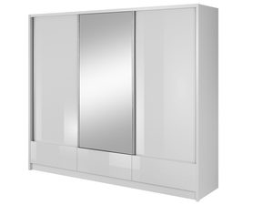 Miniaturka 2 - Pojemna przesuwna szafa z lustrem biała MORIS I 250cm