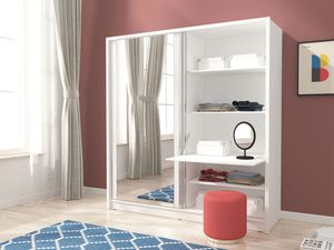 Miniaturka 3 - Szafa przesuwna dwudrzwiowa z lustrem biała aranżacja środek LUCA