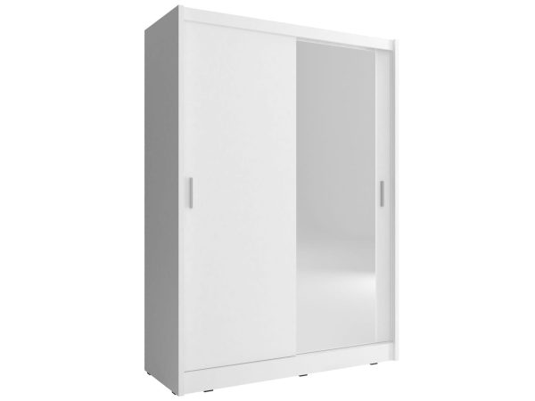 Dwudrzwiowa szafa przesuwna z lustrem biała ALVERA 130cm