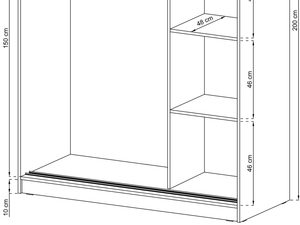 Miniaturka 6 - Wymiary szafy z półkami i drążkiem do nowoczesnych sypialni