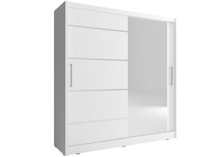 Miniaturka 1 - Szafa przesuwna na ubrania z lustrem biała ALVERA I ALU 180cm