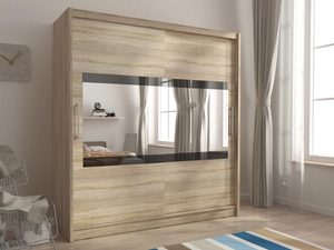 Miniaturka 3 - Pojemna szafa z lustrem dąb sonoma aranżacja ALVERA IV 180cm