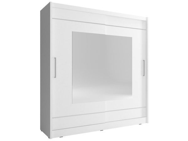 Pojemna szafa na ubrania biała lustro ALVERA IX 200cm