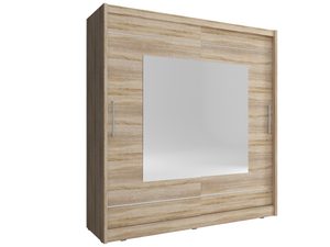 Miniaturka 1 - Pojemna szafa na ubrania dąb sonoma lustro ALVERA IX 200cm