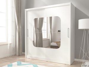 Miniaturka 3 - Pojemna szafa na ubrania biała lustro aranżacja ALVERA IX 200cm