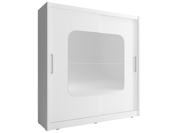 Pojemna szafa na ubrania biała lustro ALVERA IX 200cm