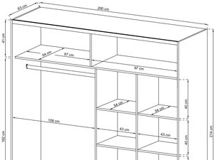 Miniaturka 3 - Schemat szafy z pojemnymi półkami do minimalistycznych sypialni z naturalnymi akcentami