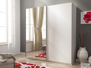 Miniaturka 2 - Szafa ubraniowa z lustrem biała aranżacja GAYA II 200cm