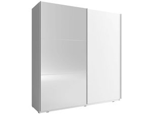 Miniaturka 1 - Biała szafa z lustrzanymi drzwiami do minimalistycznych wnętrz