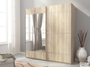 Miniaturka 1 - Szafa przesuwna z lustrem dąb sonoma aranżacja GAYA IV 150 cm