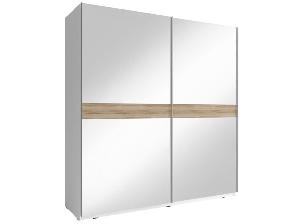 Przesuwna dwudrzwiowa szafa biała - dąb sonoma GAYA VI 150 cm