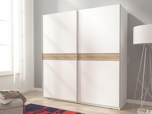 Miniaturka 2 - Przesuwna dwudrzwiowa szafa biała dąb sonoma aranżacja GAYA VI 150cm