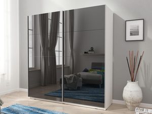 Miniaturka 3 - Przesuwna dwudrzwiowa szafa biała czarny połysk aranżacja GAYA VII 150cm