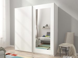 Miniaturka 3 - Przesuwna dwudrzwiowa szafa z lustrem biała aranżacja GAYA VIII 150cm