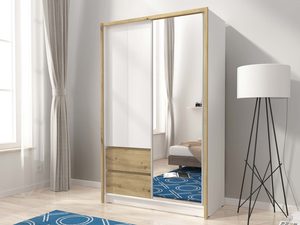 Miniaturka 8 - Przestronna szafa z lustrem i jasnym drewnem do minimalistycznych wnętrz