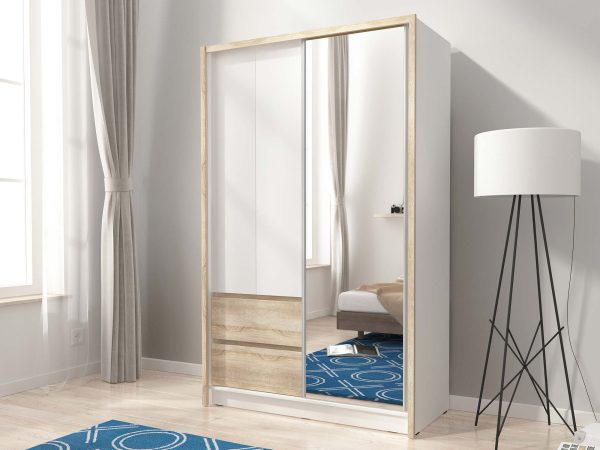 Nowoczesna szafa z lustrzanymi drzwiami do przestronnych wnętrz