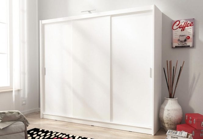 Pojemna szafa z drzwiami przesuwnymi biała aranżacja SIMENA I 250cm