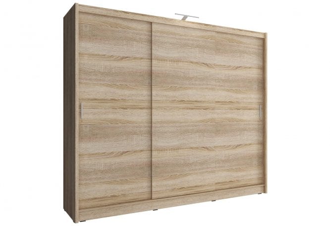 Pojemna szafa z drzwiami przesuwnymi drewniana białe tło SIMENA I 250cm