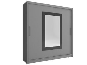 Miniaturka 1 - Efektowna szafa na ubrania lustro w kształcie prostokąta grafit SIMENA II 180cm