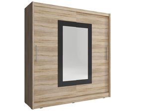 Miniaturka 2 - Efektowna szafa na ubrania lustro w kształcie prostokąta dąb sonoma SIMENA II 180cm