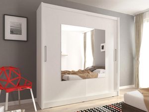 Miniaturka 3 - Wysoka szafa na ubrania biała lustro SIMENA IX 200cm