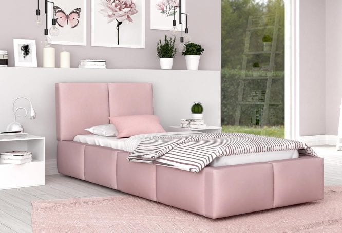 Młodzieżowe łóżko pastelowy róż aranżacja 90x200 TORRES