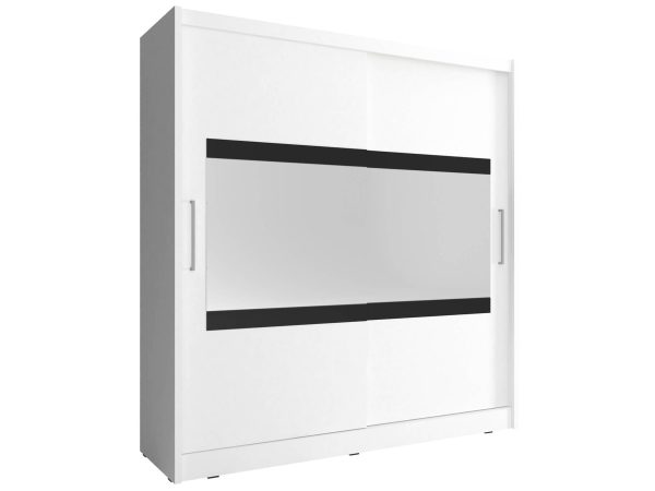 Pojemna szafa ubraniowa biała czarna obramówka lustra aranżacja ALVERA IV 200cm