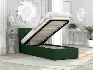 Miniaturka 7 - Łóżko tapicerowane butelkowa zieleń podnoszony stelaż 90x200 FRESCO