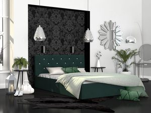 Miniaturka 15 - Łóżko dwuosobowe butelkowa zieleń aranżacja FRESCO