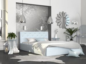 Miniaturka 18 - Łóżko dwuosobowe błękitne aranżacja FRESCO