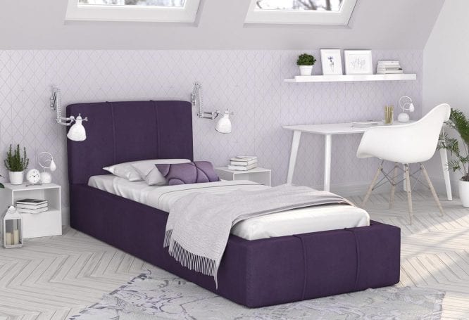 Łóżko podwójne fiolet aranżacja 90x200 YUNA