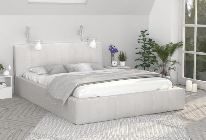 Łóżko podwójne białe aranżacja YUNA