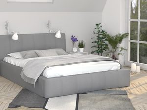 Miniaturka 15 - Łóżko podwójne szare aranżacja YUNA