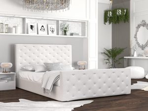 Miniaturka 6 - Łóżko podwójne białe z kryształkami aranżacja widok z boku ZOE