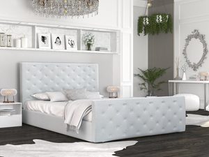 Miniaturka 4 - Łóżko podwójne szare z kryształkami aranżacja widok z boku ZOE