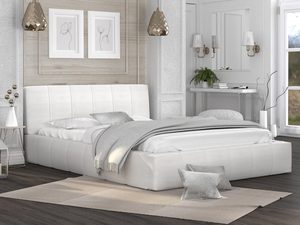 Miniaturka 13 - Łóżko podwójne białe aranżacja YUNA