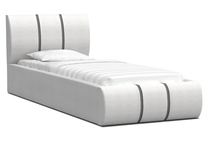 Łóżko tapicerowane biel-szary 90x200 EMILY
