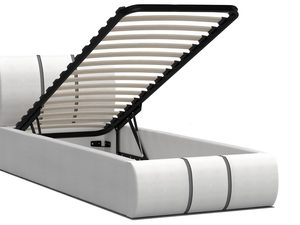 Miniaturka 8 - Łóżko tapicerowane biel-szary podnoszony stelaż 90x200 EMILY