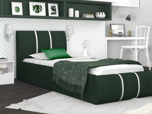 Miniaturka 9 - Łóżko tapicerowane butelkowa zieleń-biel aranżacja 90x200 EMILY