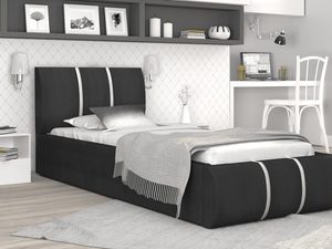 Miniaturka 11 - Łóżko tapicerowane czarny-biel aranżacja 90x200 EMILY